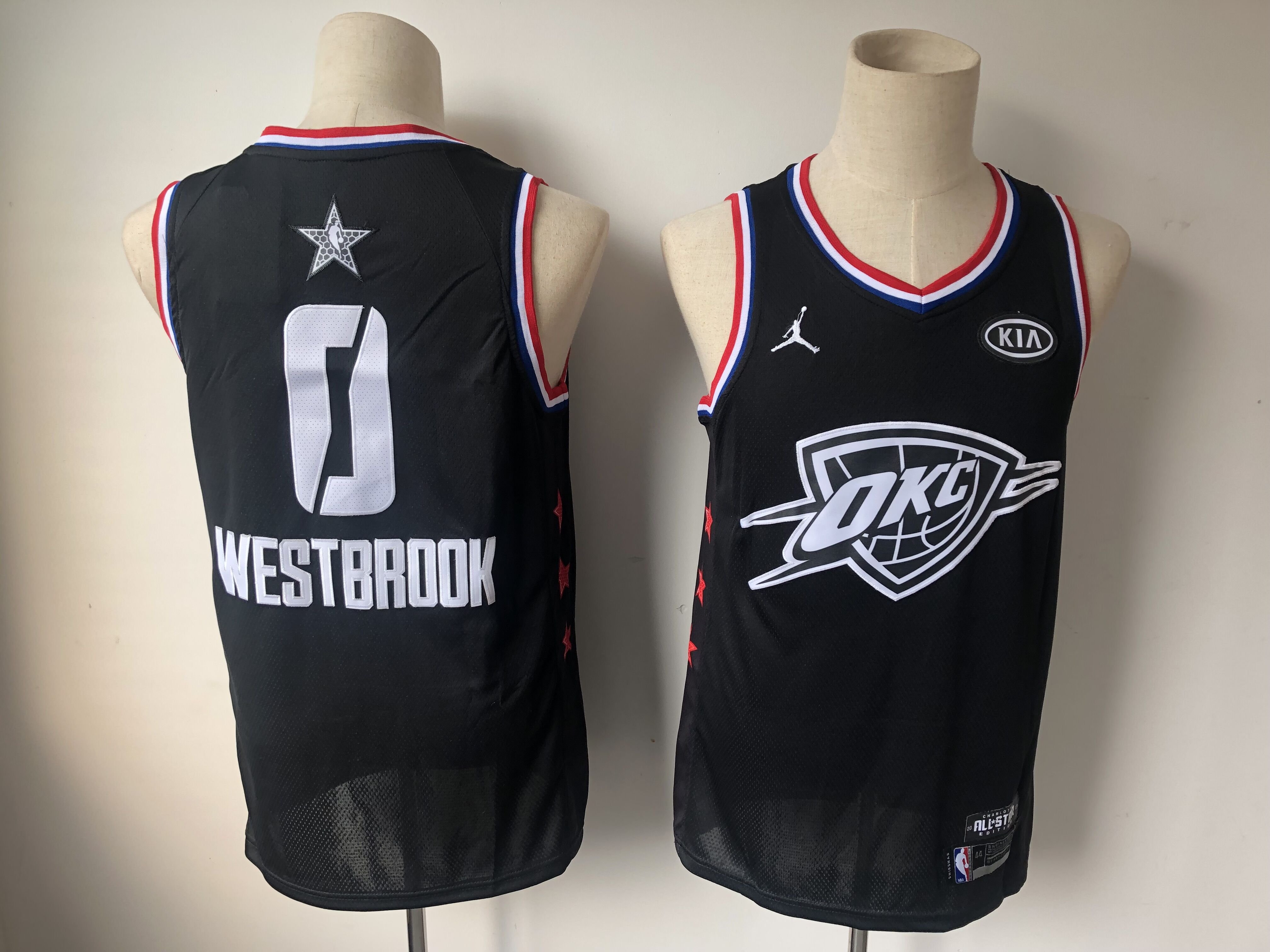 Men Oklahoma City Thunder 0 Westbrook Black 2019 All Star NBA Jerseys